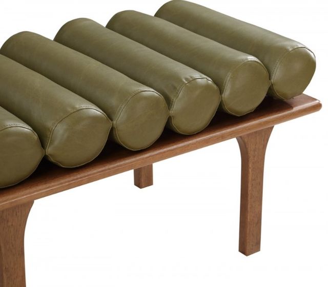Meridian Furniture Landon Olive/Walnut Vegan Leather Bench-3