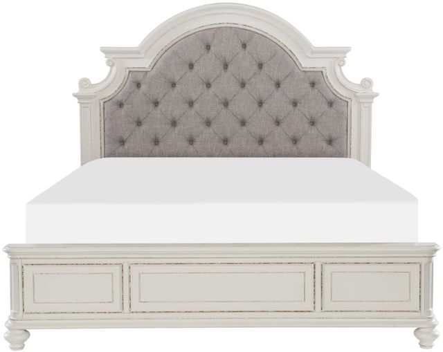Homelegance® Baylesford Antique White/Gray King Upholstered Panel Bed-2