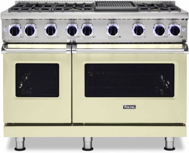 Viking® 7 Series 48" Vanilla Cream Pro Style Natural Gas Range with 12" Reversible Griddle-0
