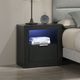 New Classic® Home Furnishings Asher Charcoal Nightstand with LED-1