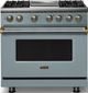 Viking® 5 Series 36" Novembery Sky Pro Style Dual Fuel (NG) Range with Brushed Brass Trim-0