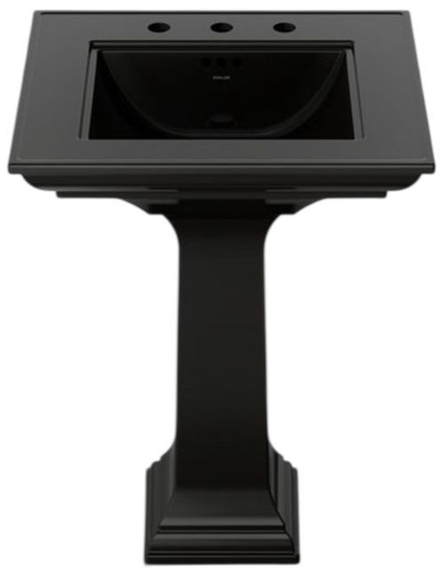 Kohler Memoirs® Stately Black 25" Widespread Rectangular Pedestal Bathroom Sink-1