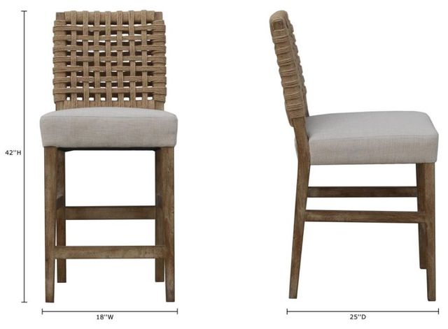 Nest Home Collections Treva Natural White Rope/Sand Counter Stool -2