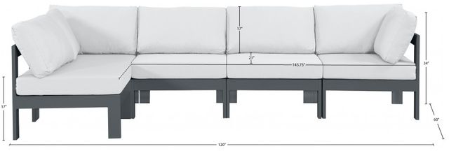 Meridian Furniture Nizuc 5-Piece Dark Gray/White Aluminum/Fabric 120" Outdoor Patio Modular Sectional-2