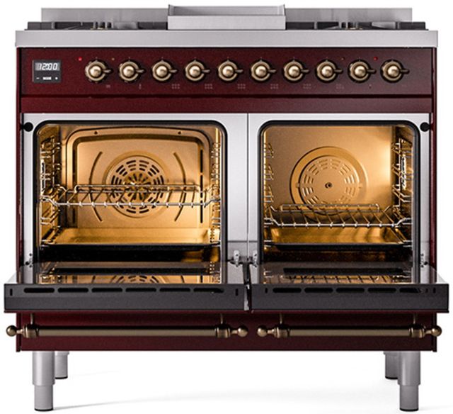 Ilve® Nostalgie II Series 40" Burgundy Pro Style Dual Fuel Range-1