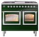 Ilve® Nostalgie II Noblesse 40'' Emerald Green Pro Style Dual Fuel Range with Chrome Trim-1