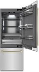 ZLINE Autograph Edition 30" 16.1 Cu. Ft. Stainless Steel Built In Bottom Freezer Refrigerator with Water Dispenser, Ice Maker, Graphite Gray Interior and Champagne Bronze Helix Handles-2