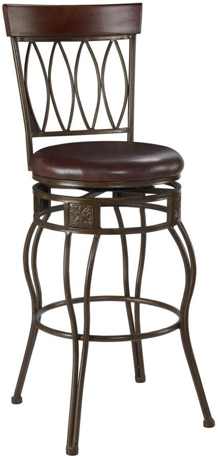 Linon Four Brown Oval Back Bar Stool-1