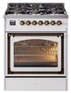 Ilve® Nostalgie II Noblesse 30" White Pro Style Dual Fuel Range with Burnished Trim-0