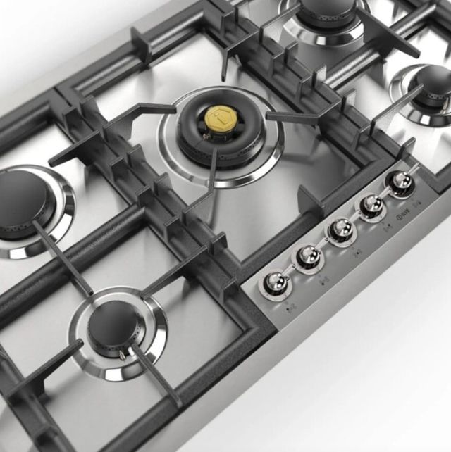 Ilve Nostalgie II 36” Stainless Steel Gas Cooktop with 5 Black Brass Burners-3
