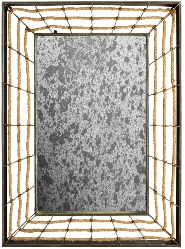 Classy Art Black/Brown/Gray Antiqued Rope Wall Mirror-0