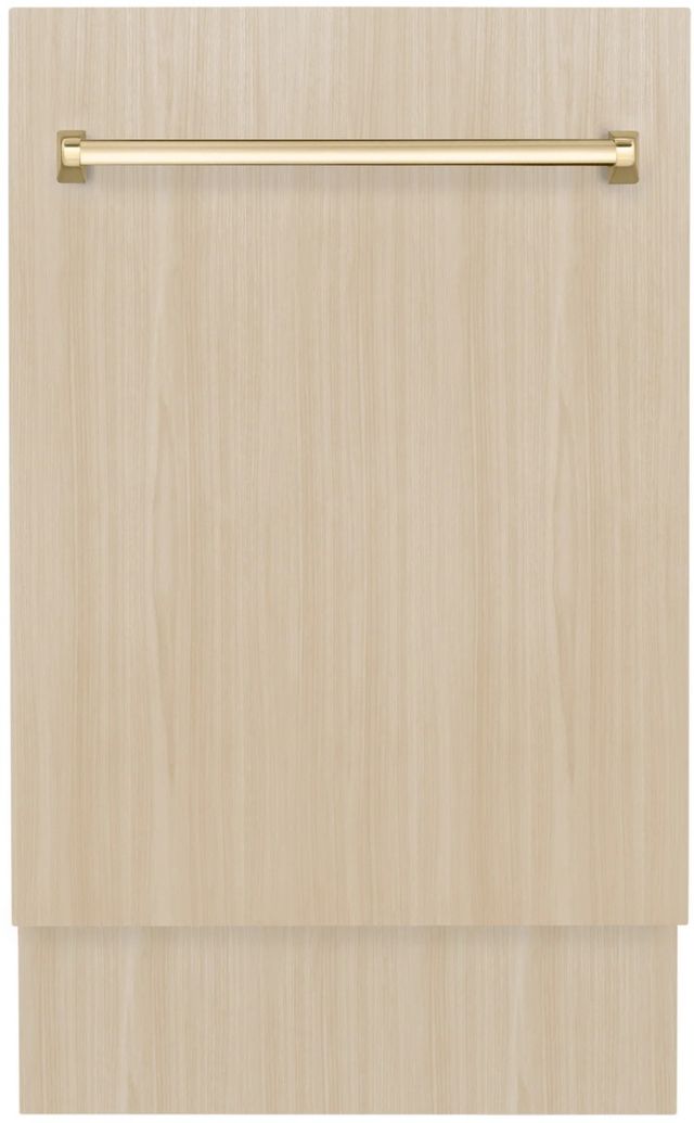 ZLINE Autograph Edition Tallac 18" Panel Ready Top Control Built-In Dishwasher with Polished Gold Handle-0