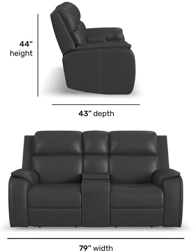 Flexsteel® Ziggy Iron Leather Power Reclining Loveseat with Console, Power Headrest and Lumbar-2
