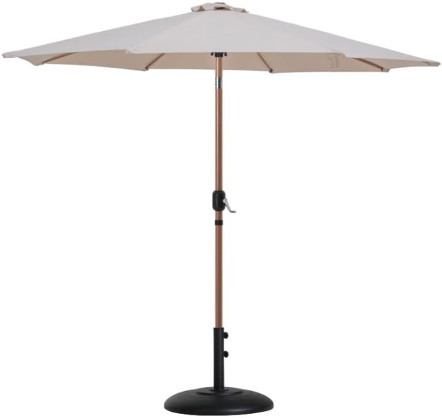 Meridian Furniture Fiji Beige/Black Aluminum Outdoor Patio Umbrella and Round Base-0