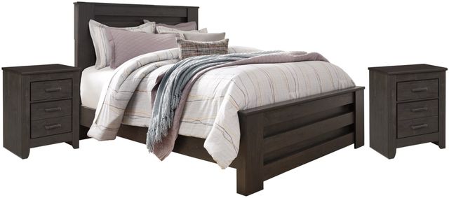 Signature Design by Ashley® Brinxton 3 Piece Charcoal Queen Panel Bed Set-0