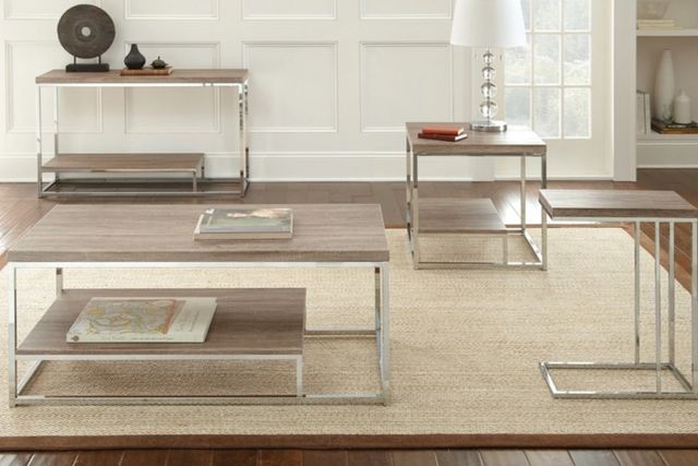 Steve Silver Co. Lucia Brown Chairside End Table with Chrome Frame-1