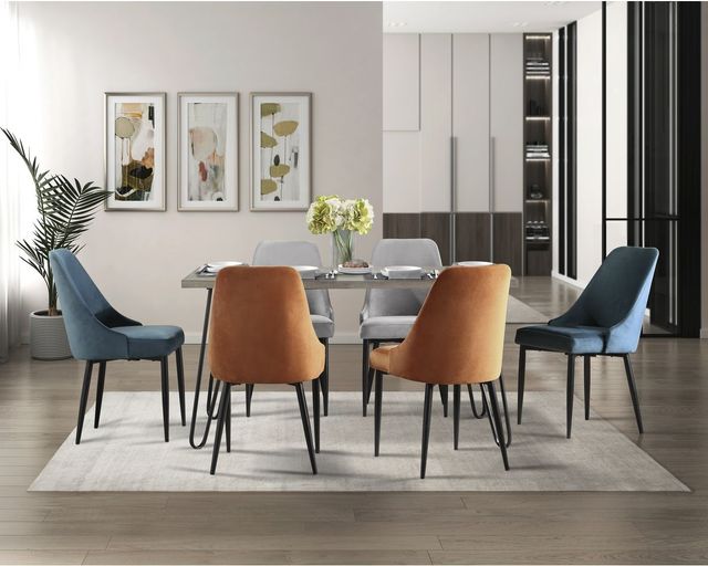 Mazin Furniture Keene Gray Dining Table with Black Hairpin Metal Legs-3