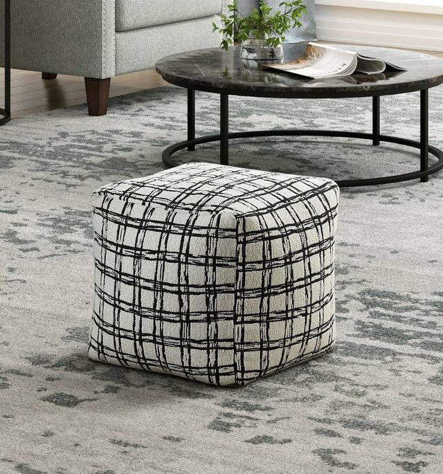 Homelegance® Easley Black/White Square Pouf-1