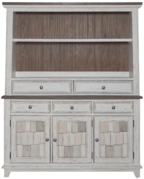 Liberty Furniture River Place Riverstone White Server and Hutch-1
