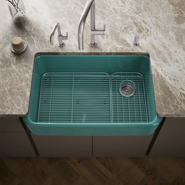 KOHLER® Ironridge® Teal 34" Undermount Single-Bowl Farmhouse Kitchen Sink-1