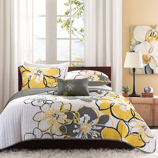 Olliix by Mi Zone Allison Yellow Full/Queen Reversible Coverlet Set Mi Zone-0