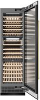 ZLINE Autograph Edition 24" 12.4 Cu. Ft. Triple Zone 100 Bottle Column Wine Cooler in Black Stainless Steel and Polished Gold Accents-1