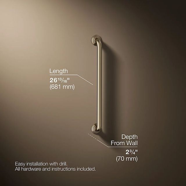 KOHLER® Traditional Vibrant Brushed Bronze 24" Grab Bar-2