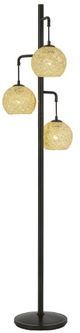 Cal® Lighting & Accessories Sardis Black/White Metal Floor Lamp With Round Roped Shade-0