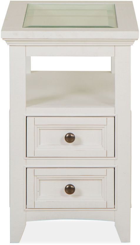 Magnussen Home® Heron Cove Glass Insert Chalk White Chairside End Table-1