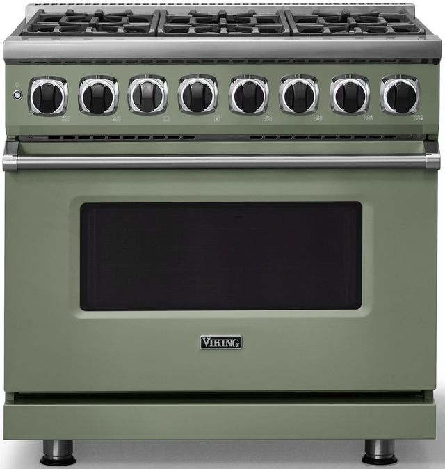 Viking® 7 Series 36"  Eucalyptus Pro Style Dual Fuel Range-2