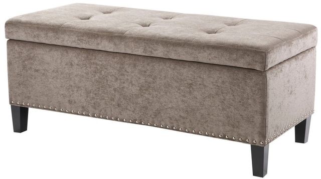 Olliix by Madison Park Taupe Shandra II Tufted Top Storage Bench-2
