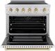 ZLINE Autograph Edition Paramount 36" Satin Stainless Steel Pro Style Induction Range with White Matte Door & Polished Gold Accents-1