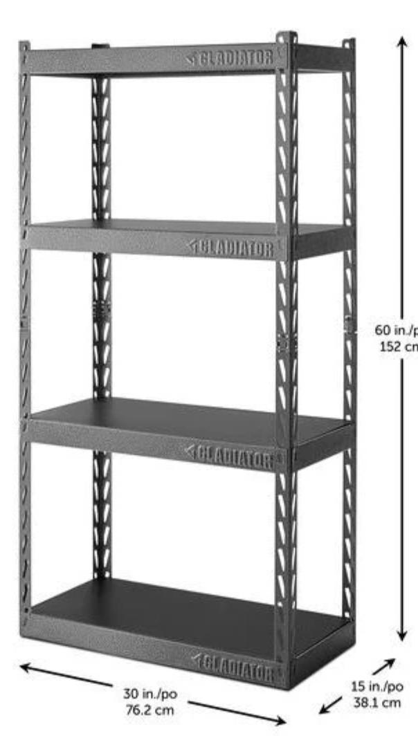 Gladiator® Hammered Granite 30" Wide EZ Connect Rack with Four 15" Deep Shelves-1