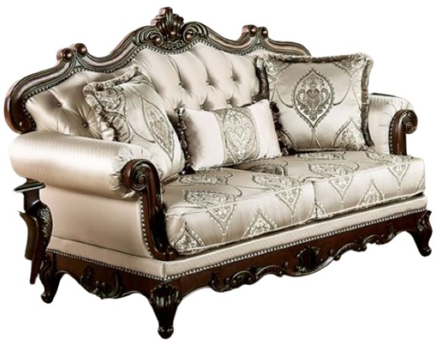Furniture of America® Veracruz Beige/Dark Cherry Loveseat-0