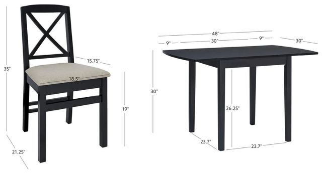Linon Torino 3-Piece Black Drop Leaf Dining Set-2
