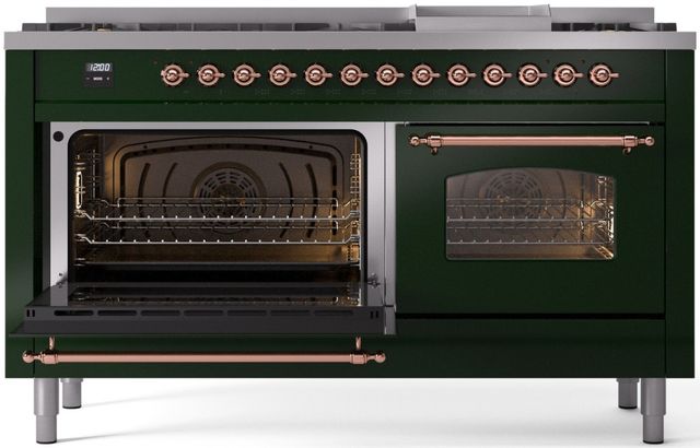 Ilve® Nostalgie II Series 60" Emerald Green Pro Style Dual Fuel Range-2