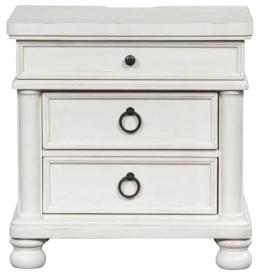 Signature Design by Ashley® Rowlenstown Antique White 3-Drawer Nightstand-2