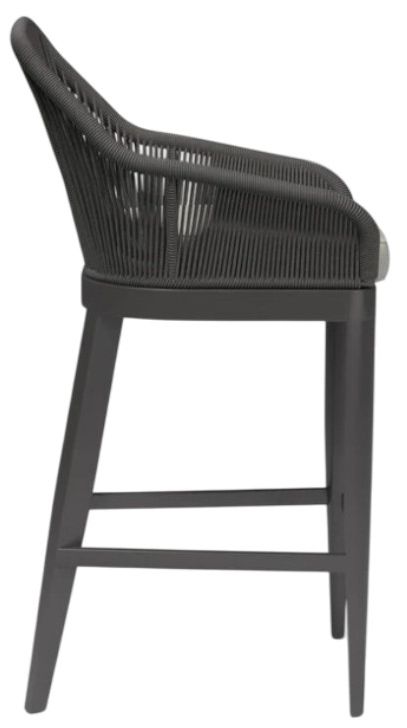 Sunset West Milano Charcoal Gray Aluminum/Olefin Rope Outdoor Bar Stool with Echo Ash Cushion-2