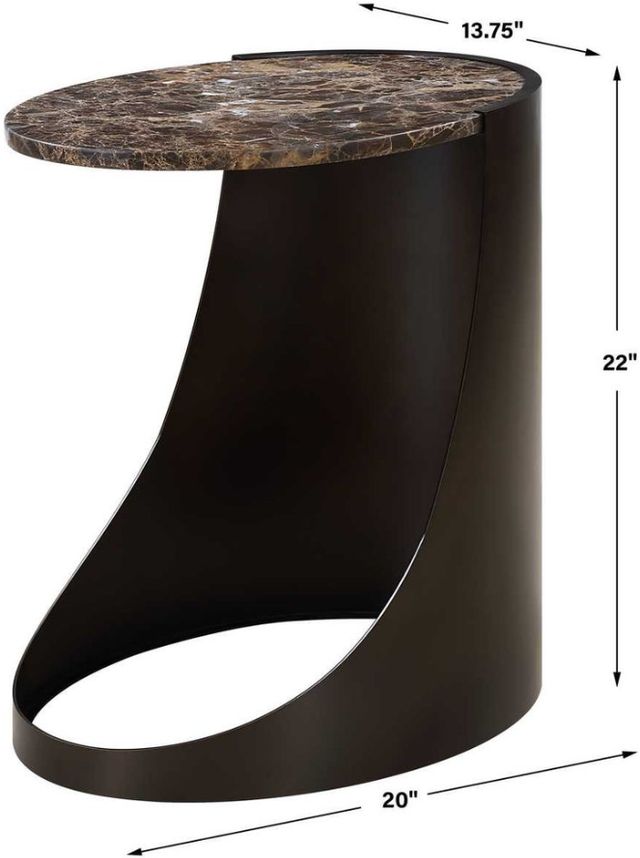Uttermost® Welling Chocolate Brown Side Table with Black Base-2