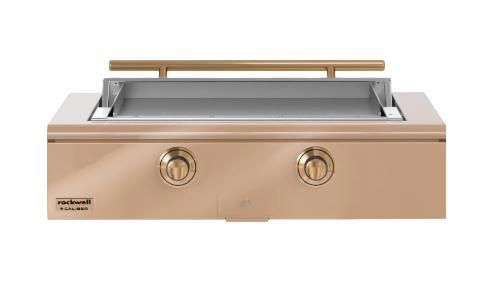 Caliber™ Rockwell Social 42" Champagne Built-In Natural Gas Outdoor Griddle with Gold Hardware-0