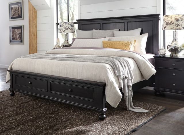 aspenhome® Oxford Black Queen Low Profile Panel Storage Bed-1