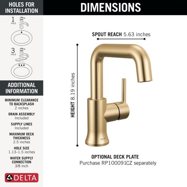Delta Trinsic® Champagne Bronze Single Handle Lever Bathroom Faucet-3