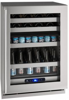 U-Line® 5 Class Glass/Stainless Steel 24" Dual Zone Beverage Center