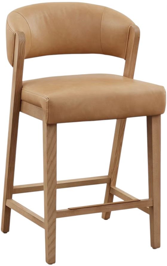 Bassett® Furniture Asher Tan Upholstered Faux Leather Counter Stool-0