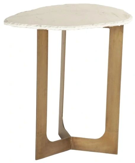Home Trends & Design Reno Antique Brass/White Side Table -0