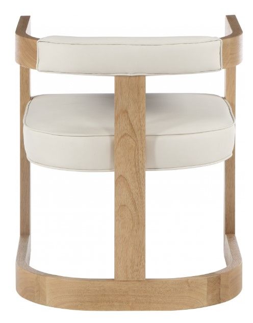 Meridian Furniture Manchester Cream/Natural Vegan Leather Dining Arm Chair-2