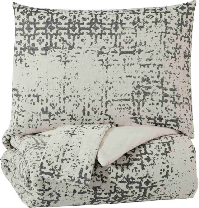 Signature Design by Ashley® Addey Charcoal/Bone Queen Comforter Set-0