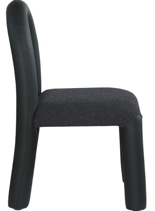 Meridian Furniture Amari Black Boucle/Vegan Leather Upholstered Dining Chair-2