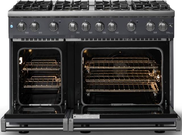 Viking® 5 Series 48" Cast Black Pro Style Gas (NG) Range with Polished Chrome Trim-1