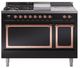 Ilve® Nostalgie II Noblesse 48'' Glossy Black Pro Style Dual Fuel Range with Copper Trim-0